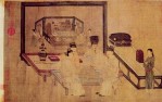 Playing Chess behind Layers of Screen painted by a royal painter in the 10th century. From this painting, later generations could get to know the furnishings of the imperial living room
