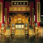 The dragon throne in the Taihe Hall in the Forbidden City