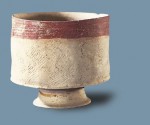 Picture shows a painted pottery cup produced 3,000-2,000 years ago. Identified as of the Tanshishan culture, the cup was unearthed at Minhou, Fujian Province