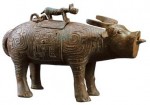 A bronze ox zun (a kind of ancient wine vessel) of the Western Zhou Dynasty unearthed in Qishan County, Shaanxi Province