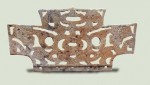 A jade object that takes the shape of a crown, a relic of the Liangzhu culture. It was unearthed at Yuyao, Zhejiang Province