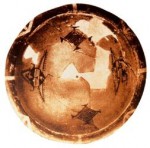 Fish net on painted pottery and paired fish with human faces from Yangshao culture, Banpo